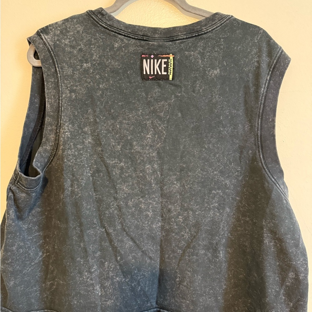 Nike 90’s Logo Washed out  Black Sleeveless Muscle Tee Crop